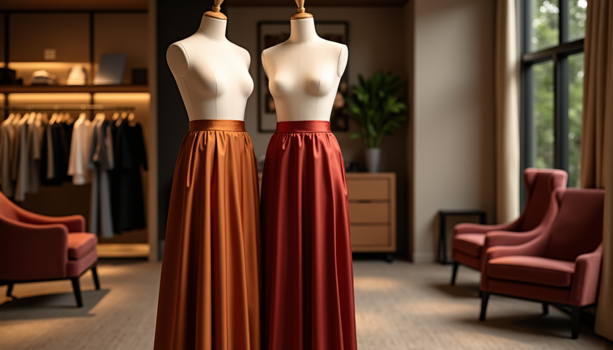 Jupe satinée vs jupe en viscose : tombé, entretien et prix comparés